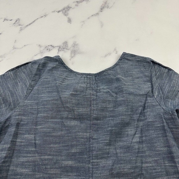 Pact Womens Shift Dress Size M Chambray Blue Short Sleeve Pocket Organic Cotton - Picture 8 of 10